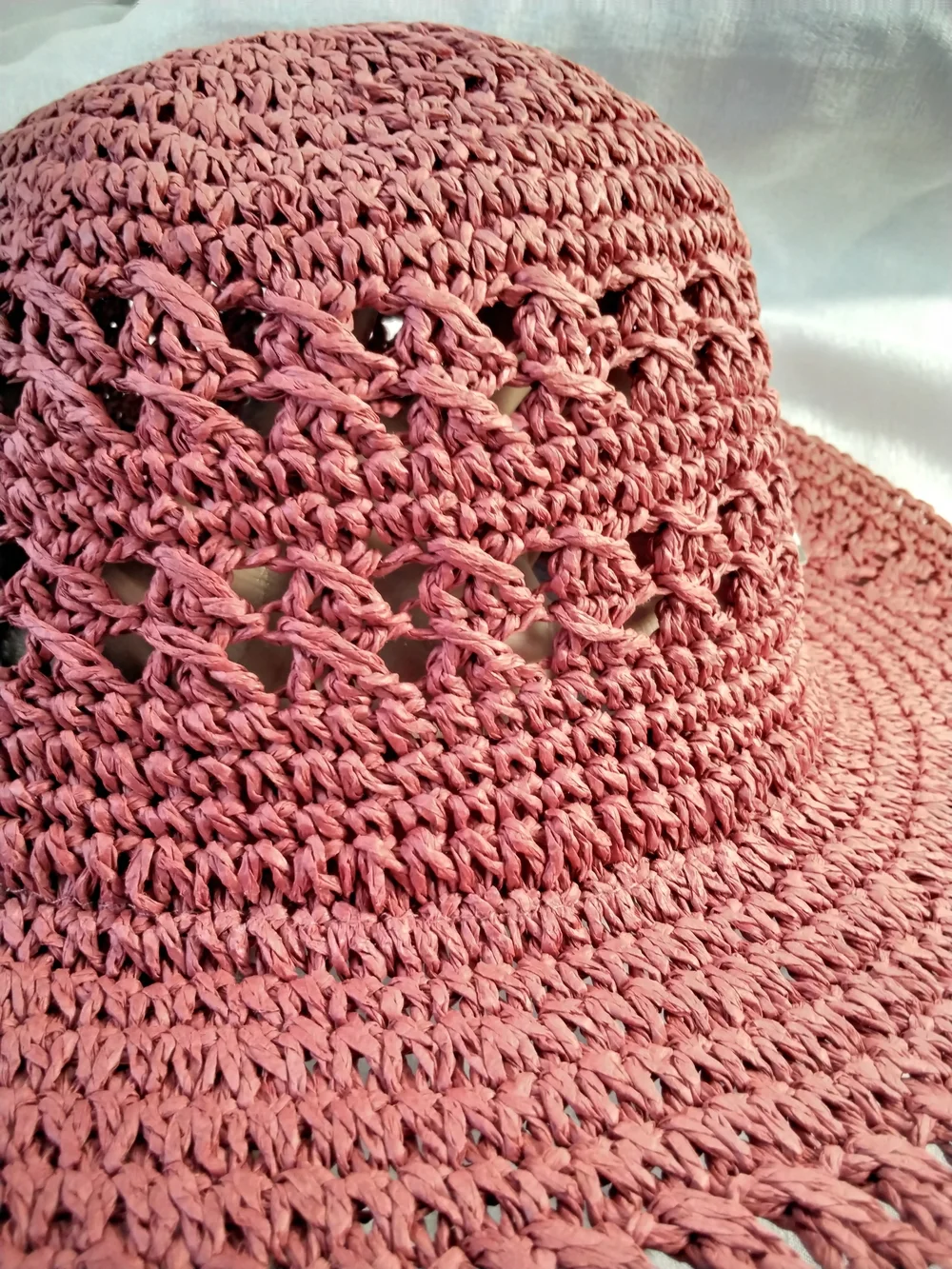 Time and Tru Crochet Wide-Brim Sun Hat - Rust